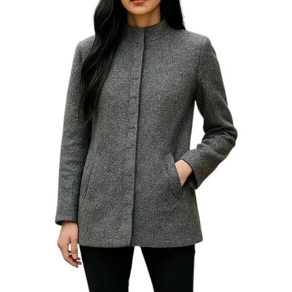 Pure J Jill Cardigan Size S Black Marled Snap Closure High Neck Pockets Longline - Picture 11 of 11